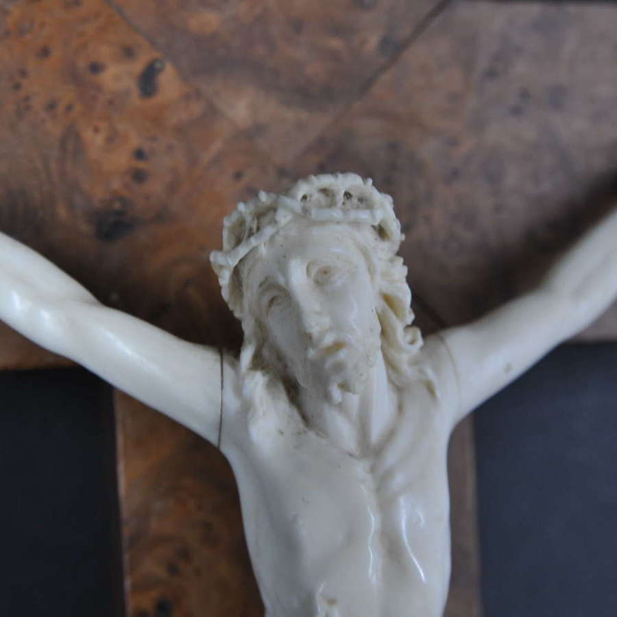 French Crucifix from c.Mid 1800's - Beautifully Carved Dieppe Christ