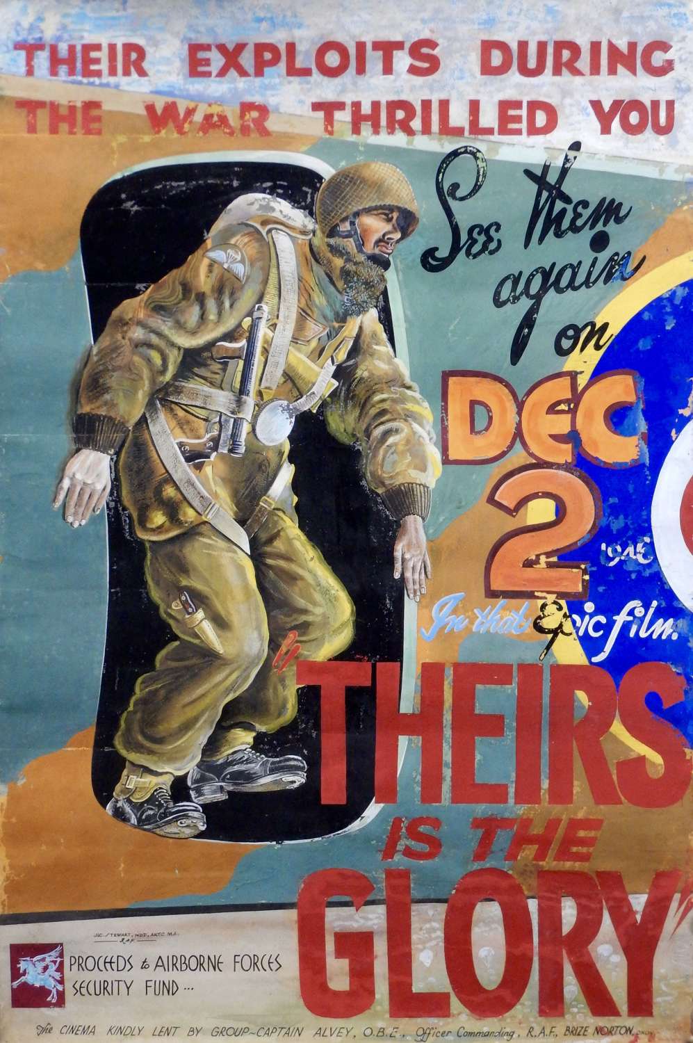 UNIQUE WW2 Hand Painted Poster for the 1946 British film Theirs is the