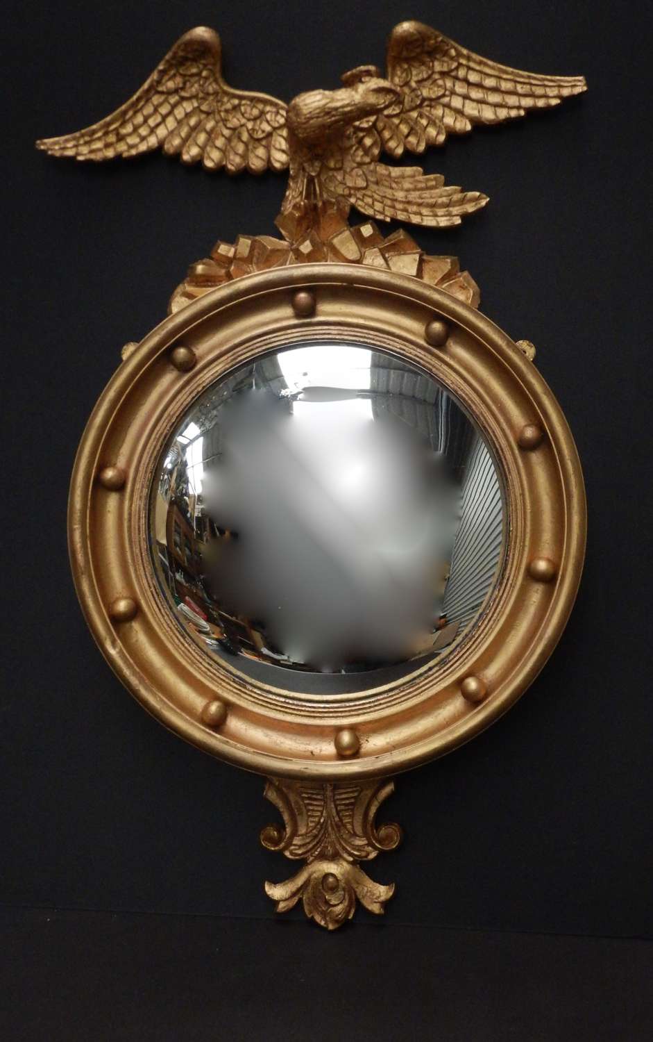 Antique French Convex Mirror with Eagle in the Imperial Style - Superb