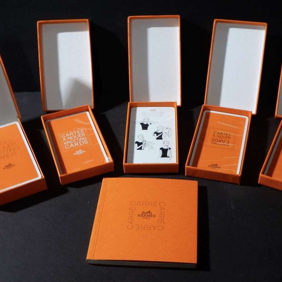 A very rare set of Vintage Hermès No's 1 to 5 Knotting Cards Plus the