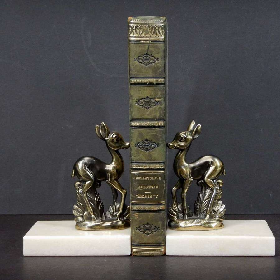 Pair of Art Nouveau Style 'Bambi' Deer Bookends - in Bronzed Patinated