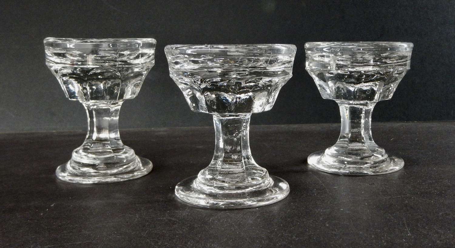 Set of Three Antique Ice-cream Glasses - Antique Penny Licks
