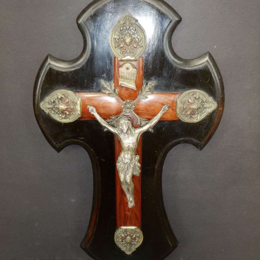 Ornate Napoleon III - 17" French Wall Crucifix late 1800's -1900's
