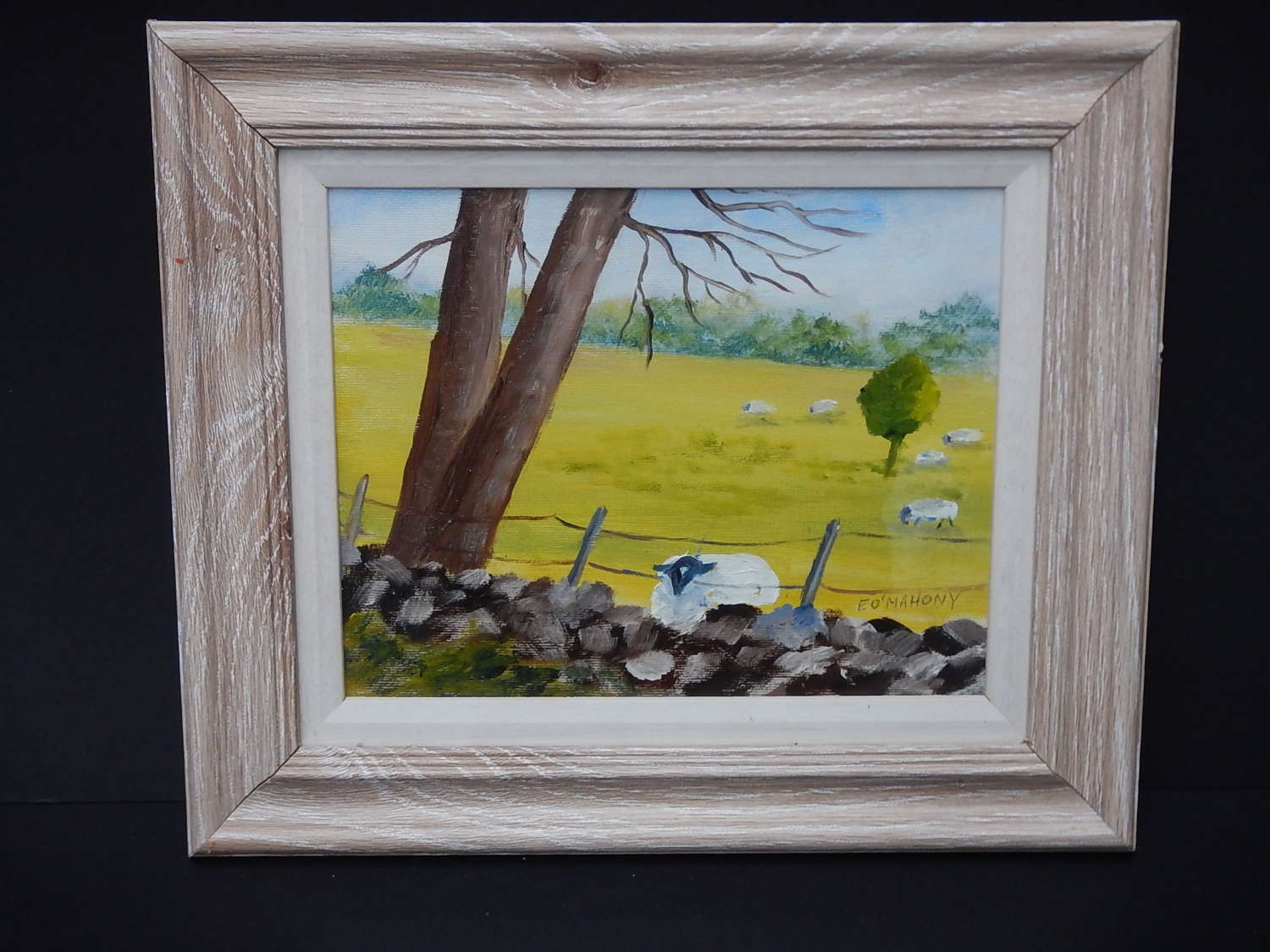 Original Irish Oil Painting - Sheep in Pasture by E O'Mahoney