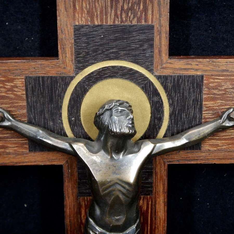 Mid Century Modern Styled French Crucifix - Deco Bronze Cross