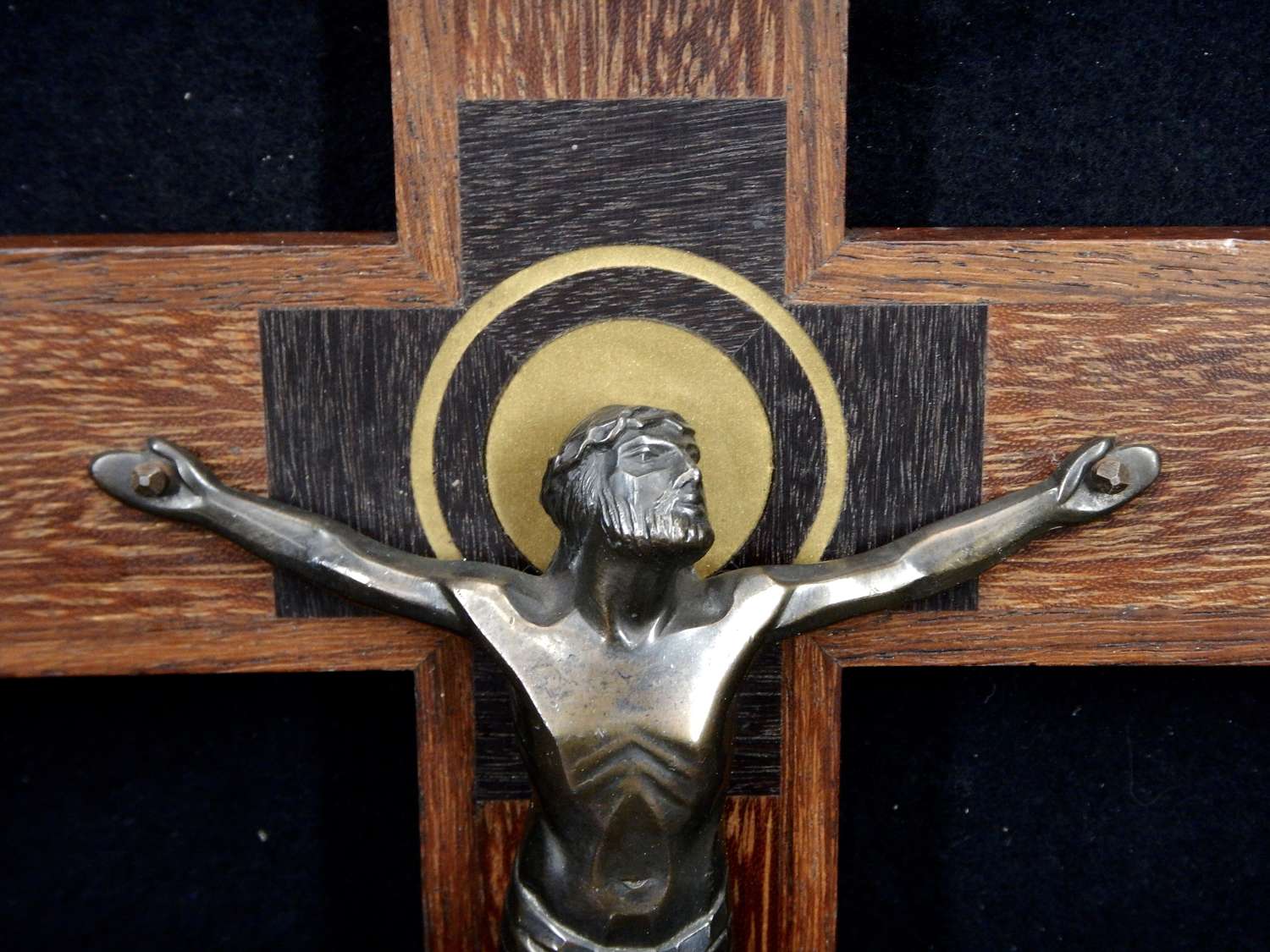Mid Century Modern Styled French Crucifix - Deco Bronze Cross