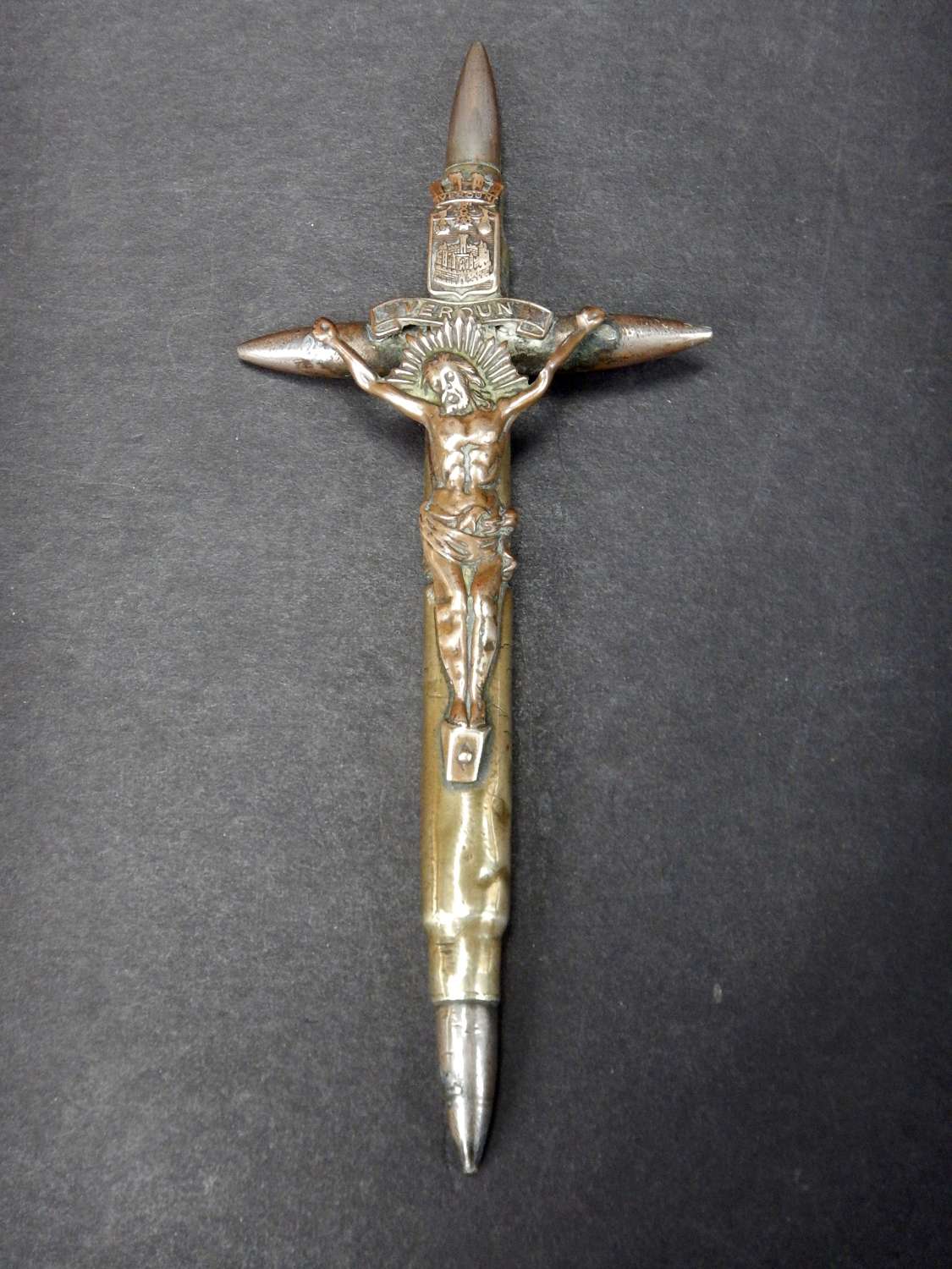 Exceptional Trench Art - French Military WW1 Army Trench Art Crucifix