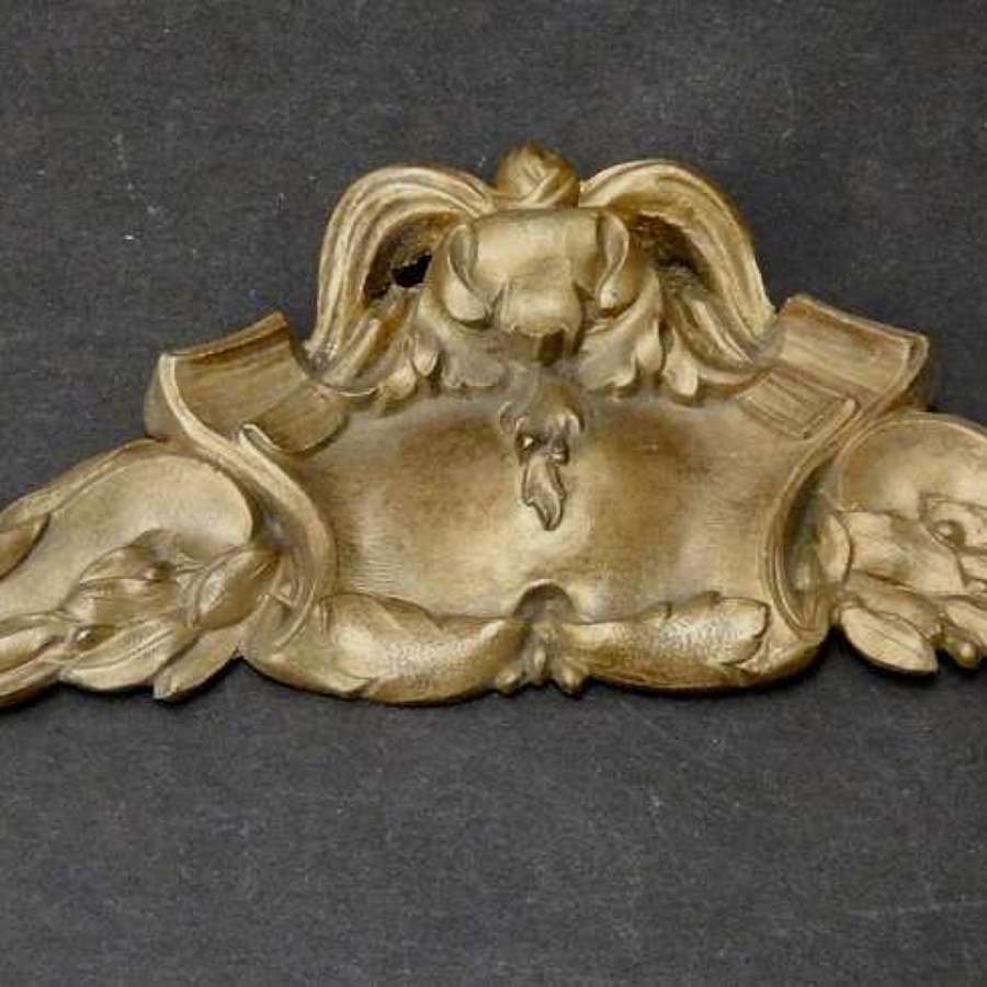 Antique Fourteen Inch French Bronze Doré or Gilt Furniture Pediment
