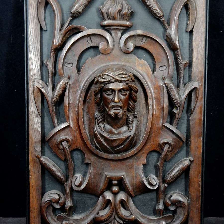 UNIQUE 1700s Antique Church Salvage - Christ with Crown of Thorns