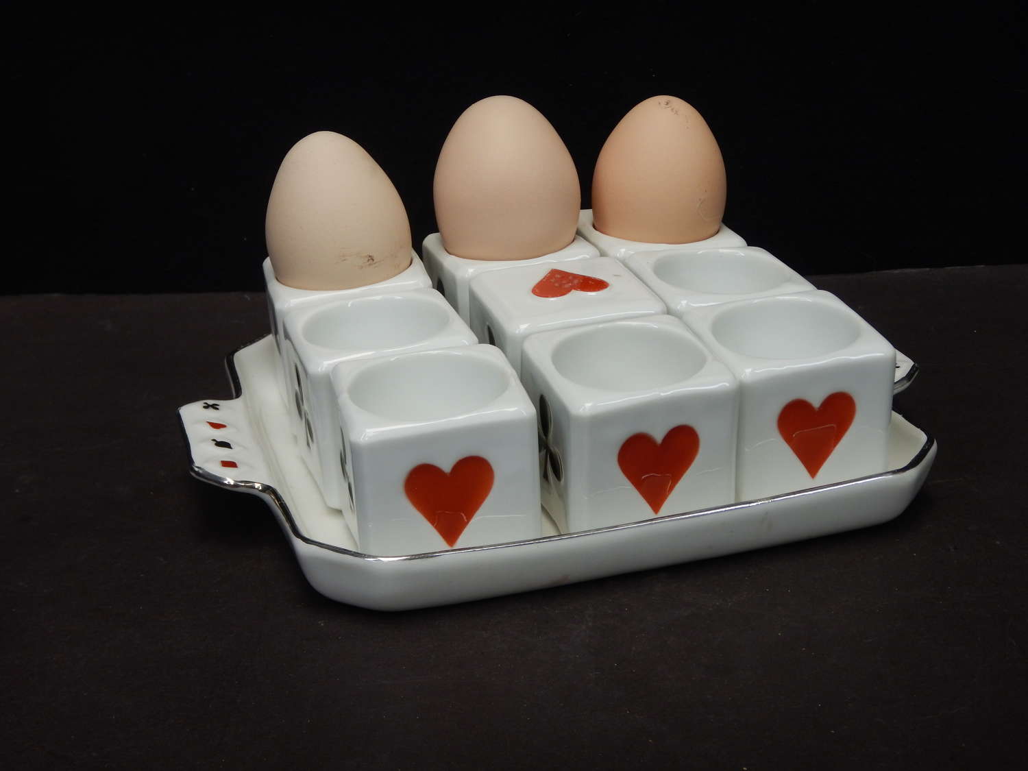 The Gamblers Breakfast Set - Eight Cube Egg Cups and Salt Cellar