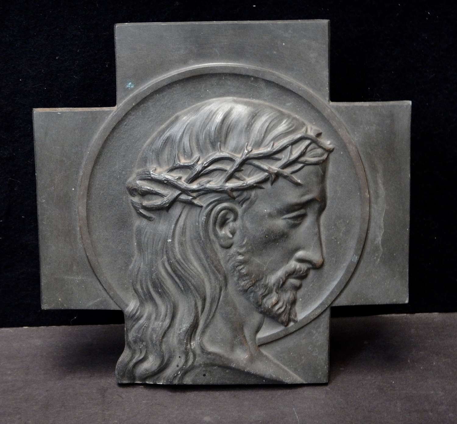 Bronze Relief Metal Plaque Christ with Crown of Thorns - 4.5