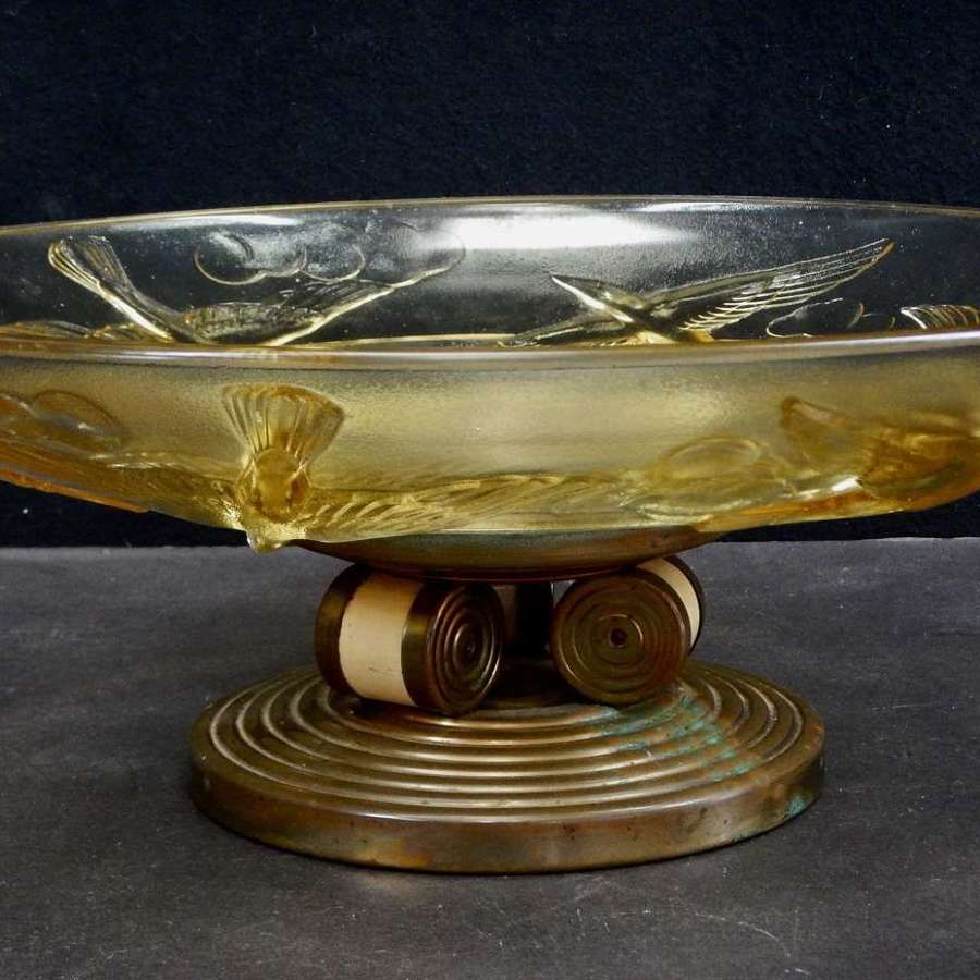 Signed Antique French Crystal Fruit Bowl - Signed Pedestal Bowl