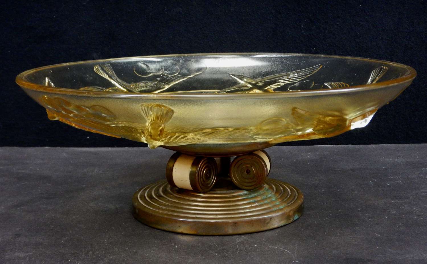 Signed Antique French Crystal Fruit Bowl - Signed Pedestal Bowl