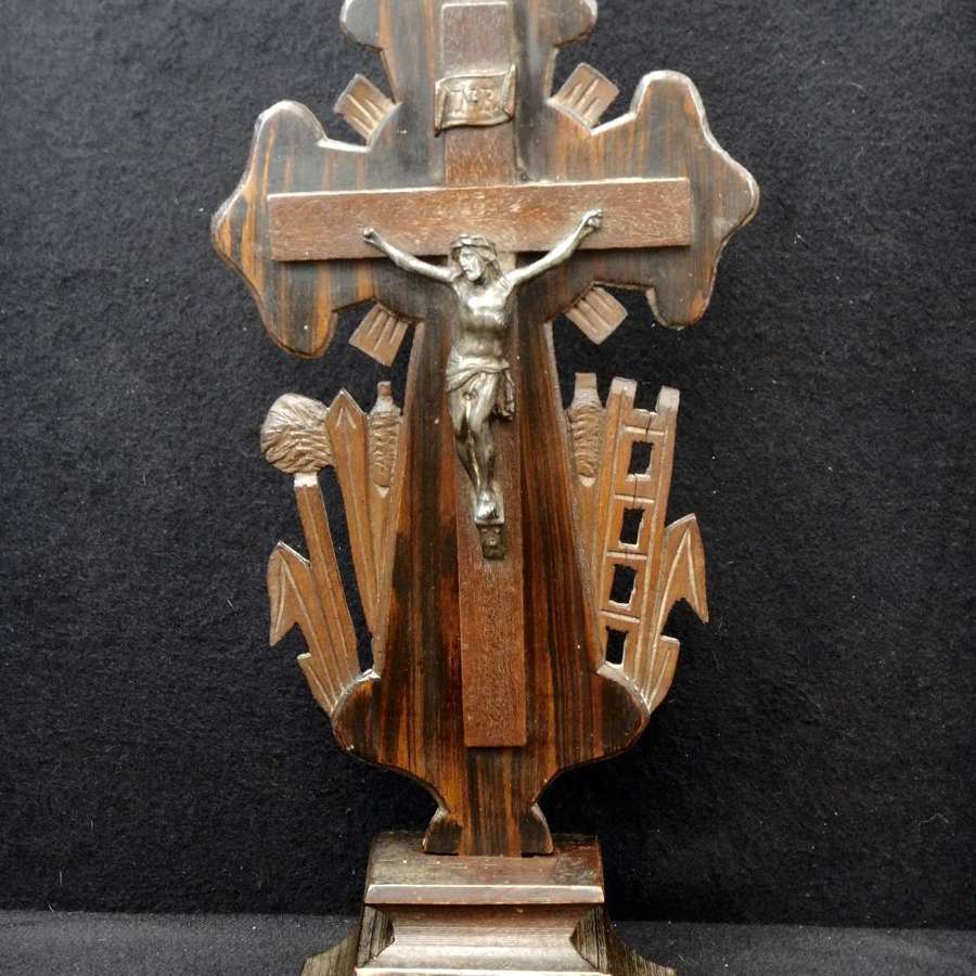 Napoleon 111 Crucifix - Carved Wood Imitation Coromandel