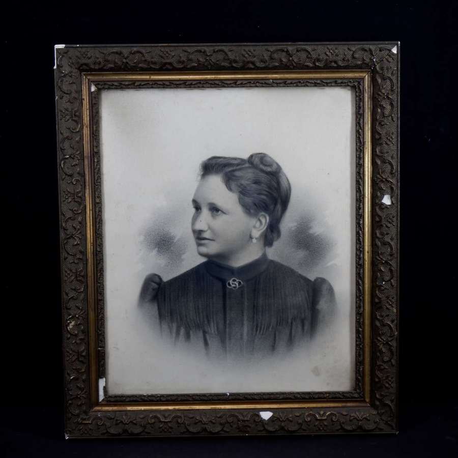 Late 19th Century Antique Plaster Frame - Female Portrait Photo