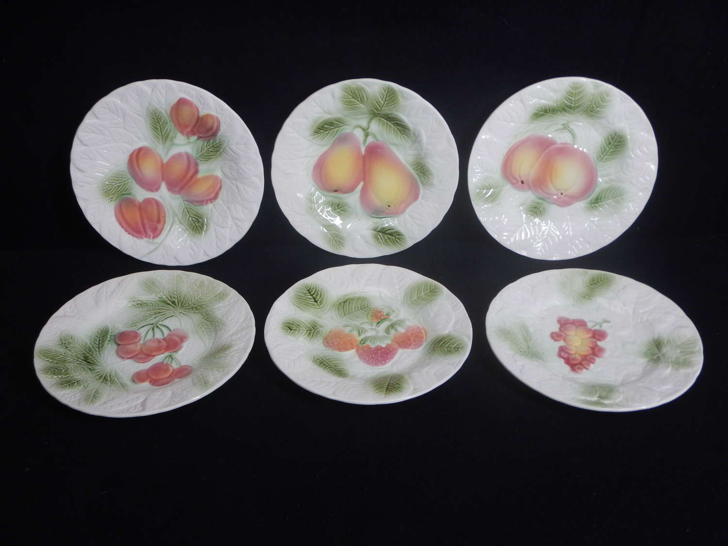 French Antique Country Fruit Plate - Hand painted Majolica