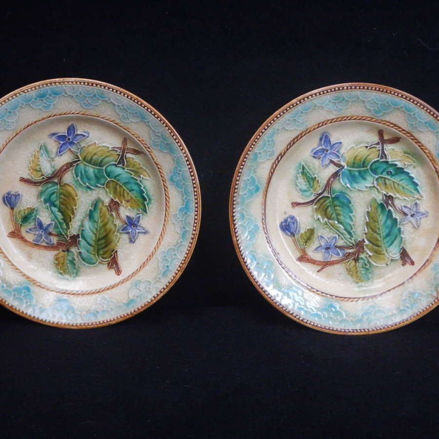 A Pair of French Antique Country Plates - Majolica / Feiance