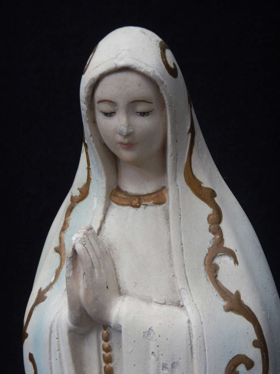 Antique Irish Statue of the Virgin Mary, Polychrome Plaster