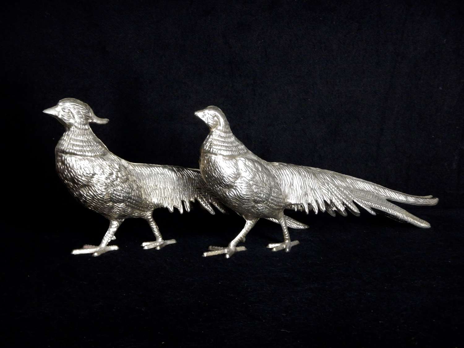 RESERVED A pair of Classic French Silver Pheasant Centre Pieces