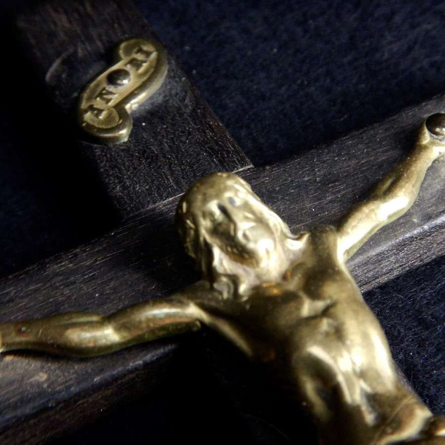 Unusual Antique French Coffin Cross -  Crucifix - Death Cross
