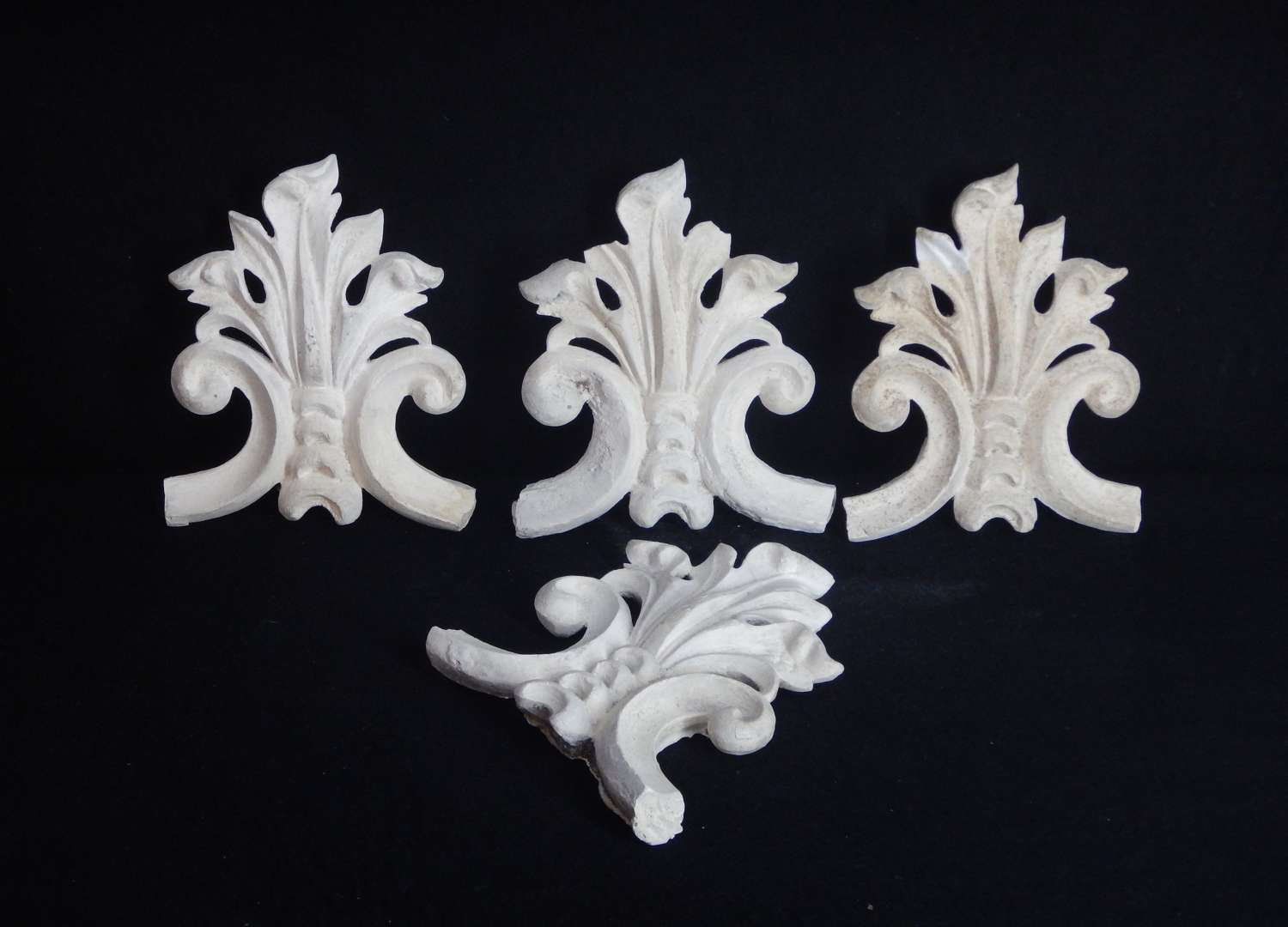 Set of Four - 1800's Antique Irish Plaster Acanthus Leaf Pediments