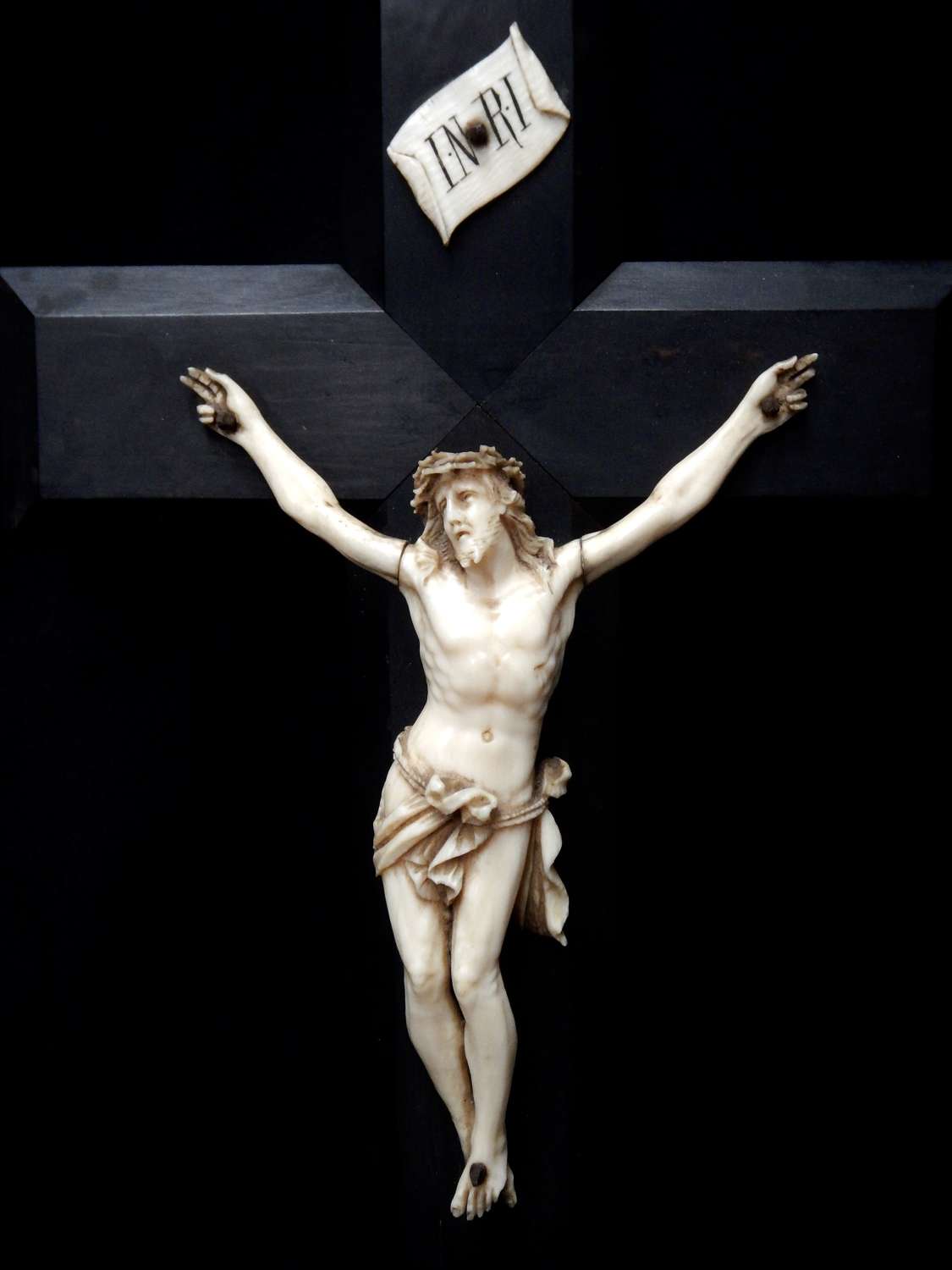 French Dieppe Crucifix from 1800's - Beautifully Carved Dieppe Christ