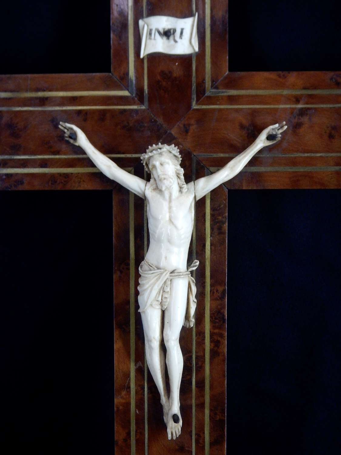 Antique French Crucifix from c.Mid 1800's - Ivory Carved Dieppe Christ