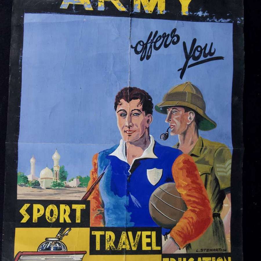 UNIQUE Pre WW2 - Army Recruitment - Unique Hand Painted Poster