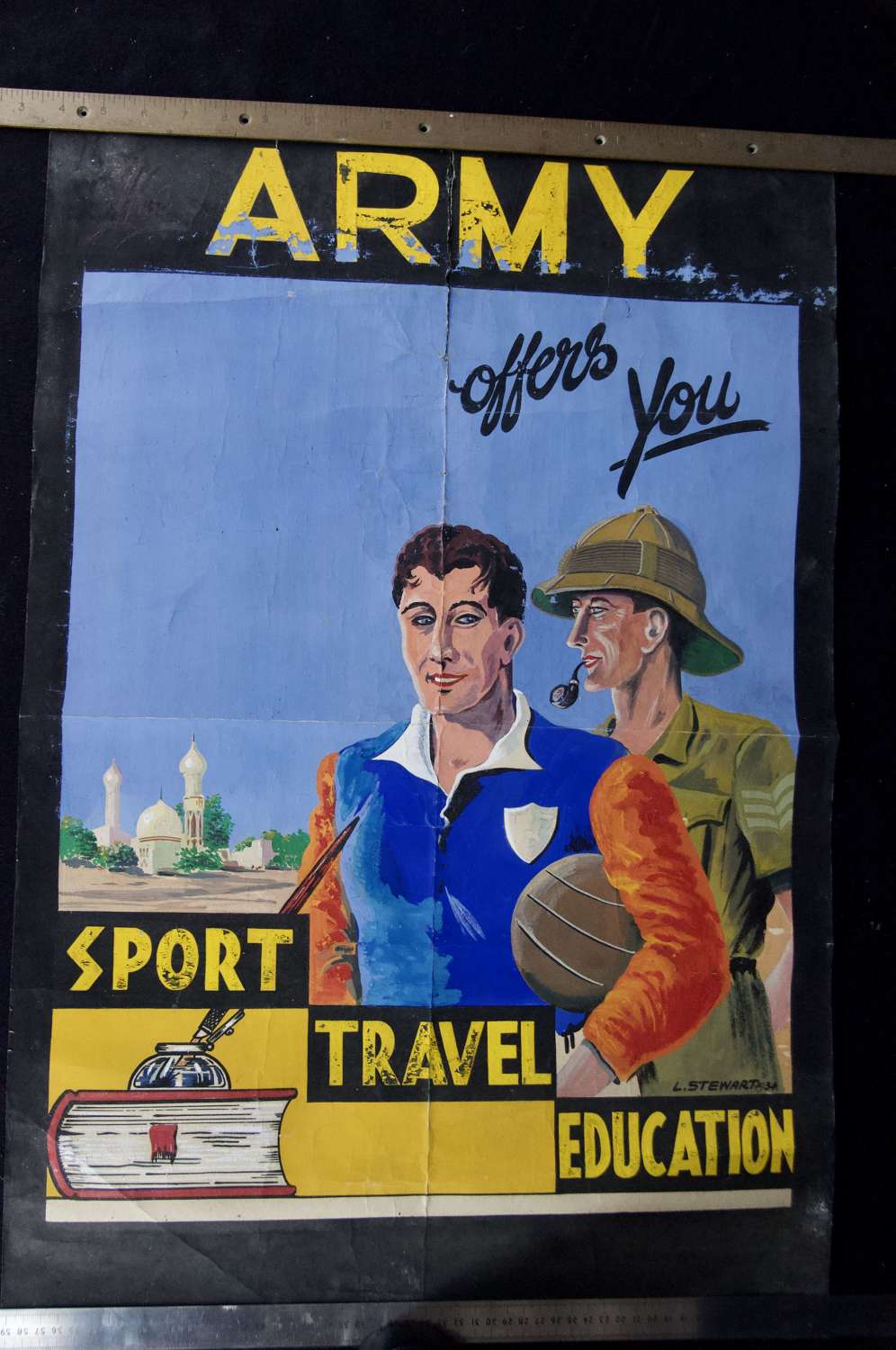 UNIQUE Pre WW2 - Army Recruitment - Unique Hand Painted Poster