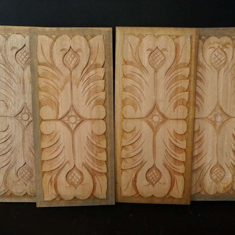Vintage French Carved Wooden Panel Unfinished