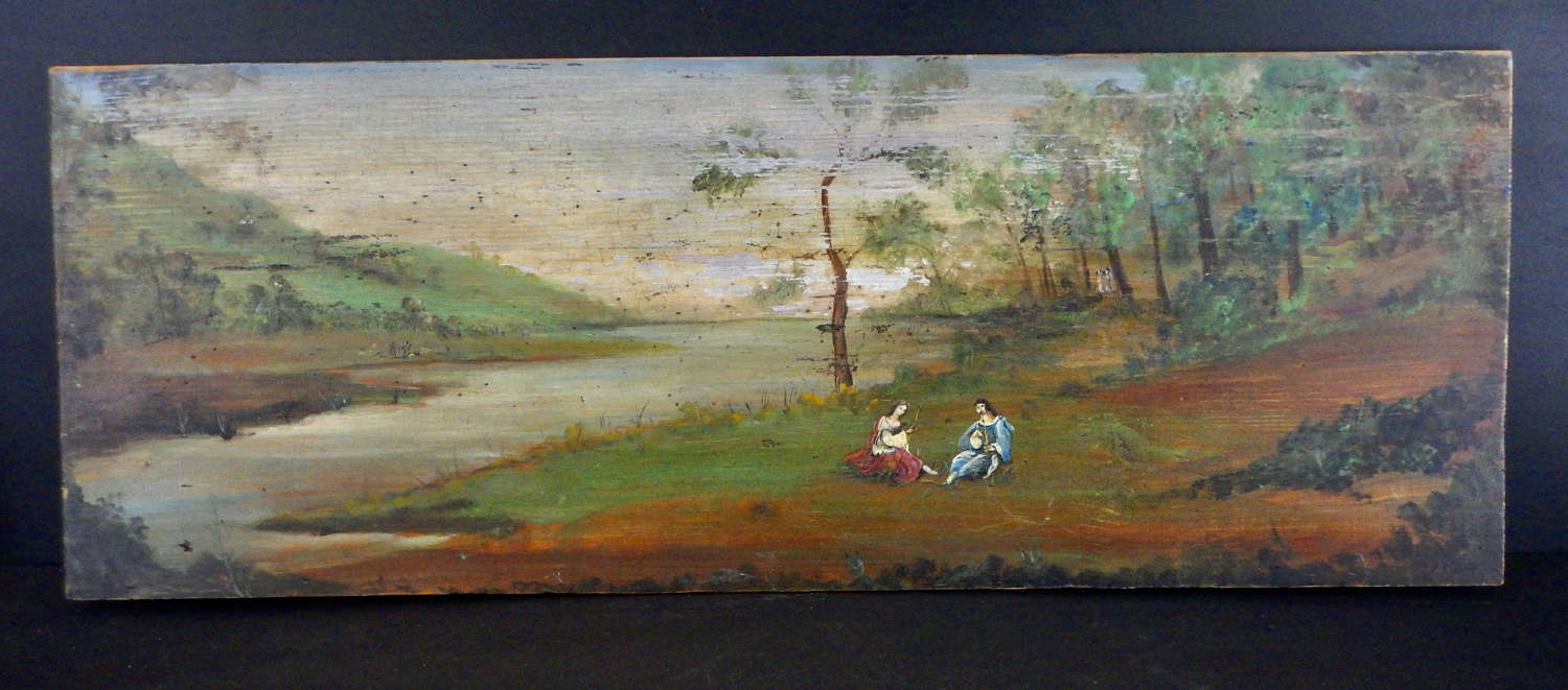 Antique Original Naive French Oil Painting - Original Wooden Panel