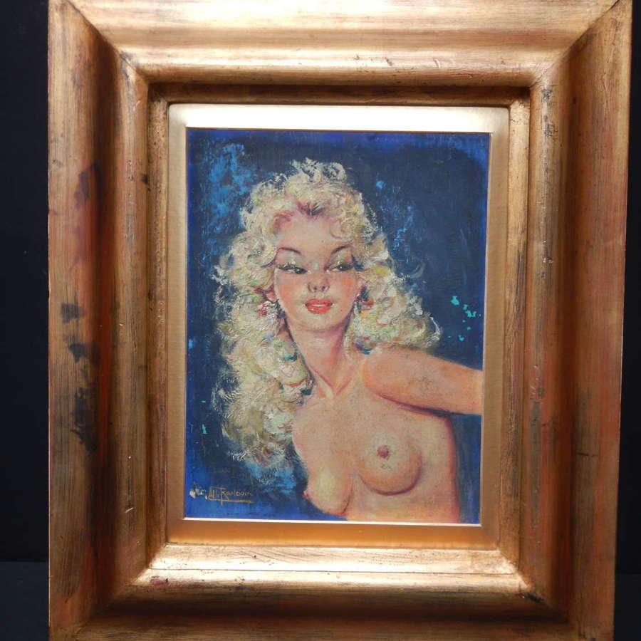 Original French Mid Century Art - Young Parisian Belle  - Pin-up Nude