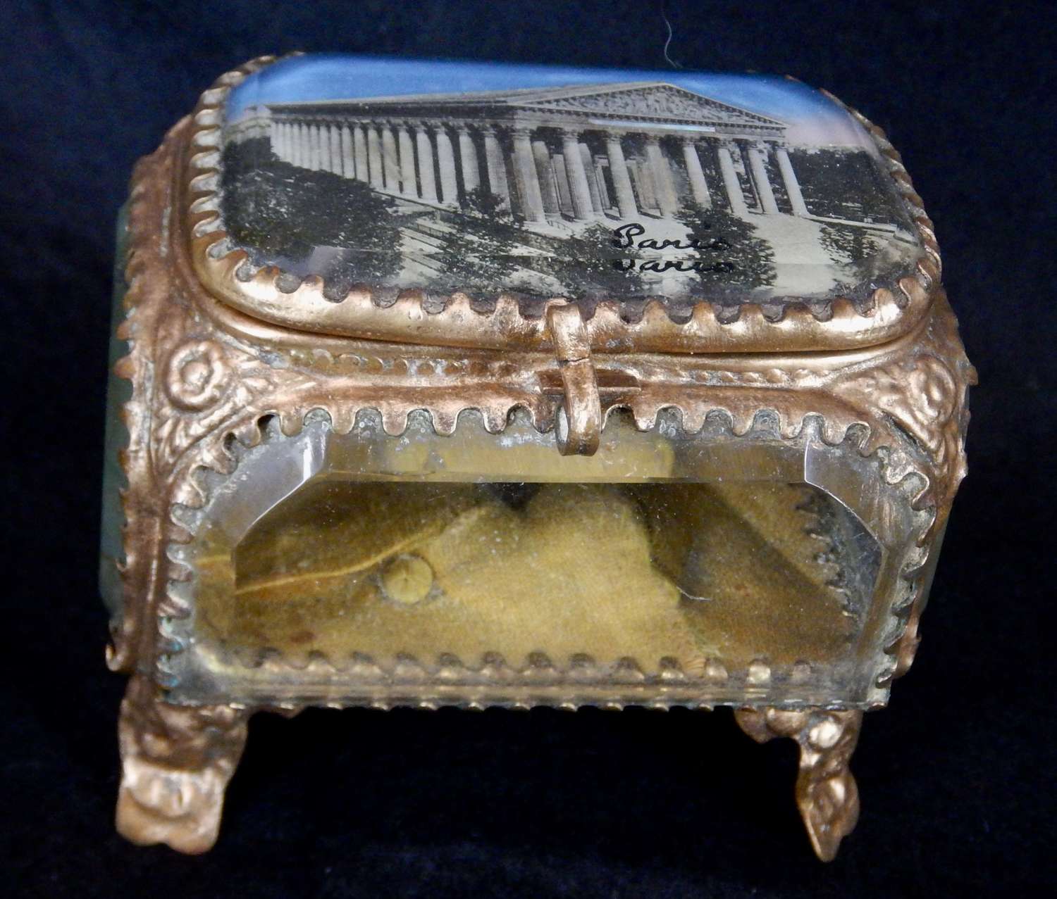 Antique Parisian Bevelled Glass Jewellery Box - La Madelaine in Paris