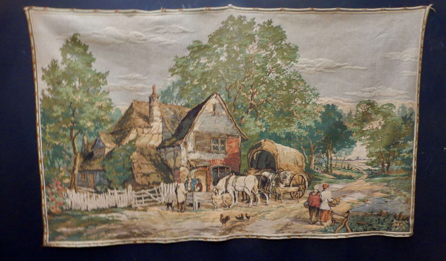 French Vintage Wall Tapestry - Pure Wool Rural Scene Tapestry