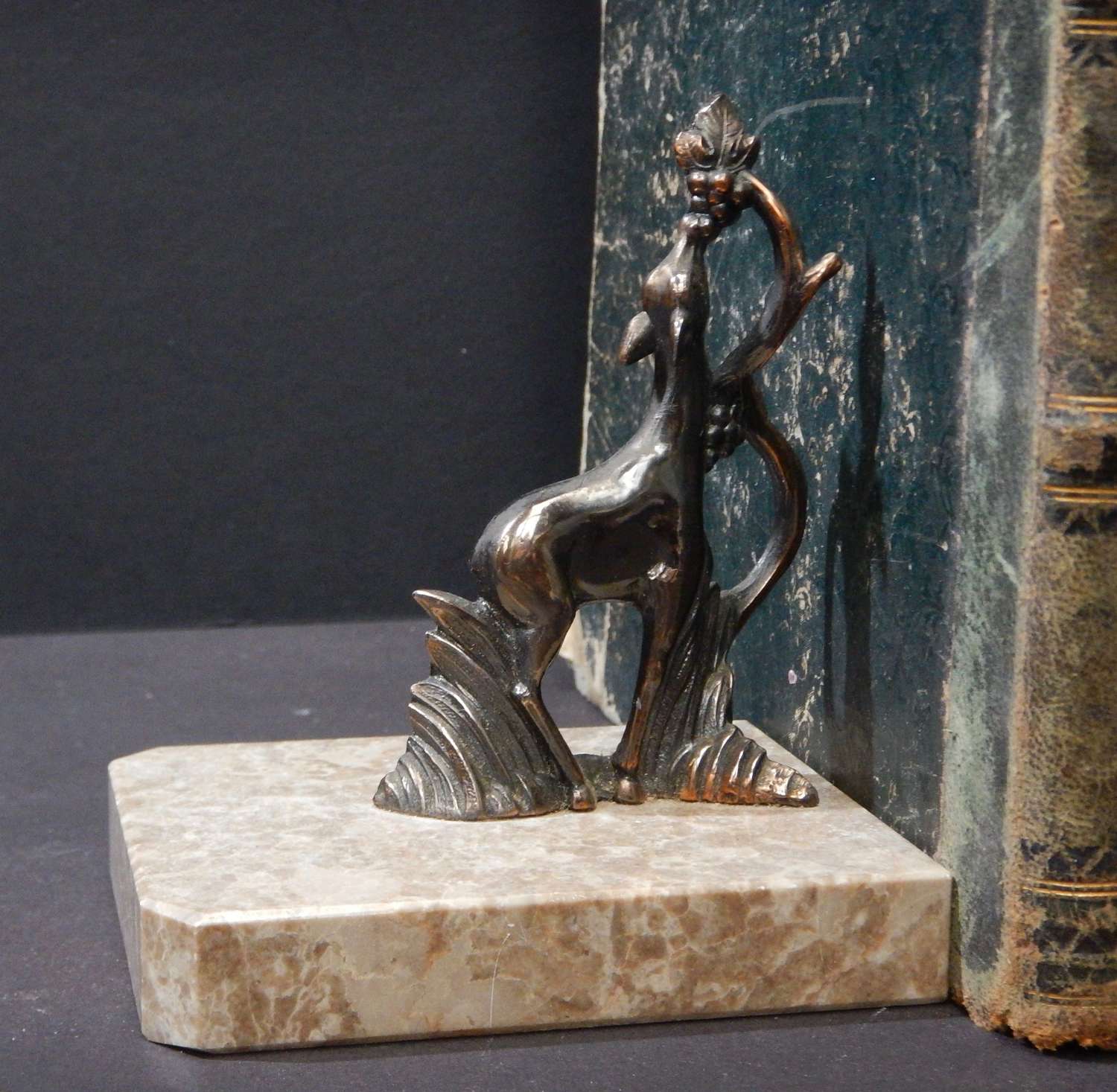 RESERVED French Bookends - Deer Stealing from the Grape Vines