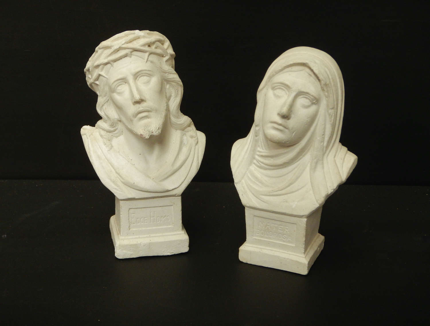 Jesus Christ and Holy Mary:  Antique Busts Jesus Christ, Virgin Mary