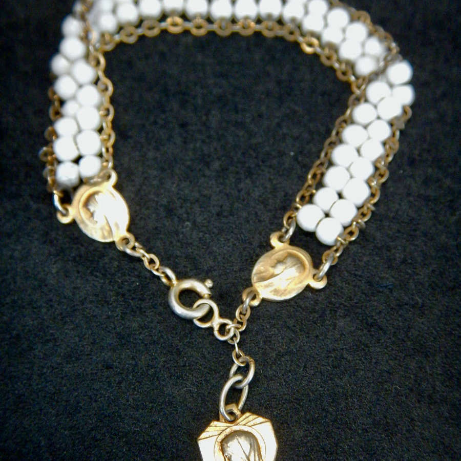 Holy Mary Antique Bracelet - Art Deco - Our Lady - Fine Golden Links