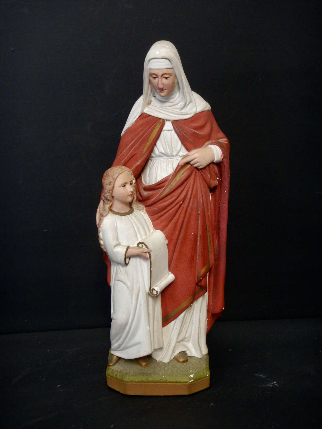 Irish Statue of Saint Anne - Chalkware Polychrome