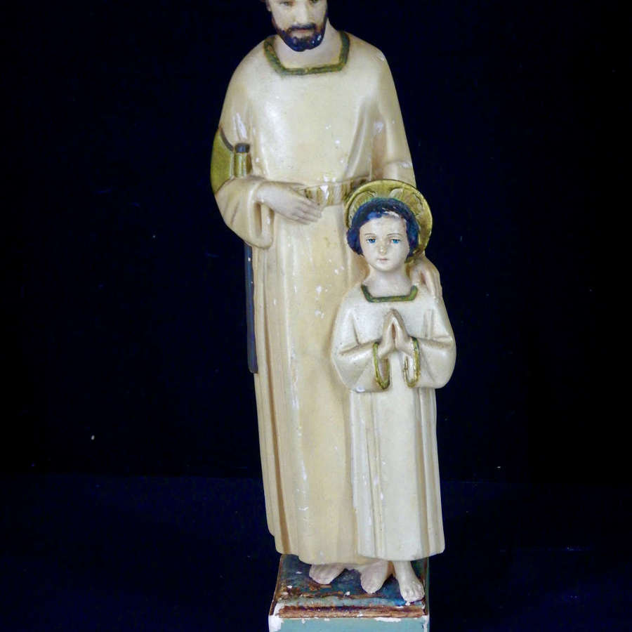 Saint Joseph with Jesus - Unusual Antique Statue - Irish Statue