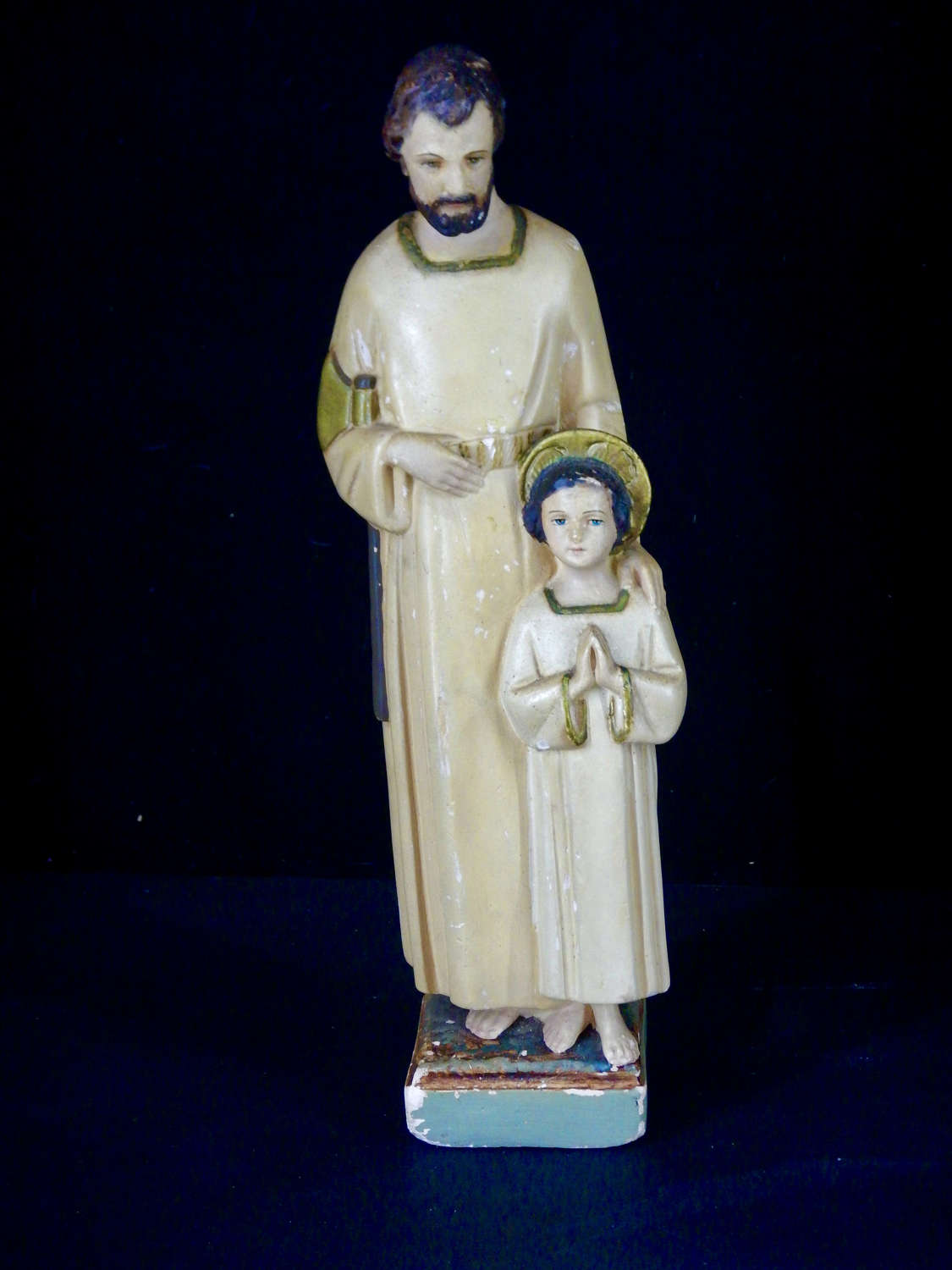 Saint Joseph with Jesus - Unusual Antique Statue - Irish Statue