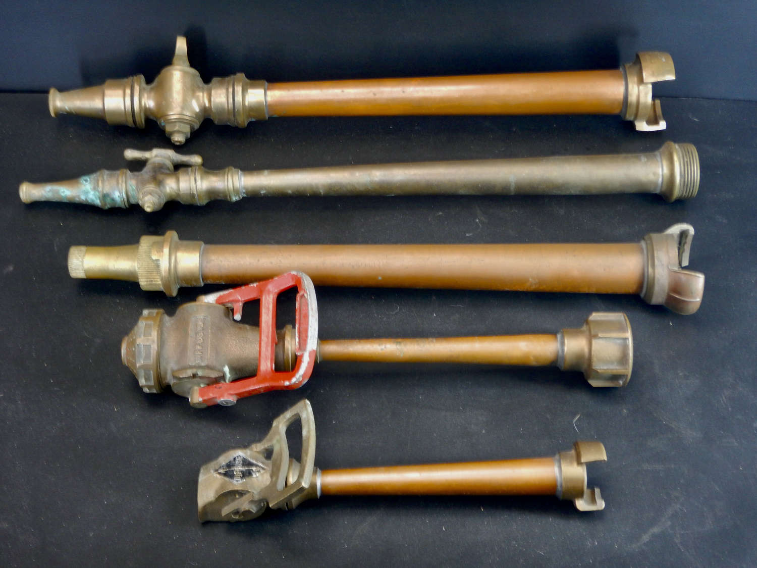 A Collection of Fire Hose Nozzles - French Fire Nozzle  - Original