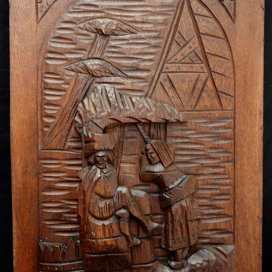 Naive Carving 18th C - Antique French Wooden Carved Decorative Panel