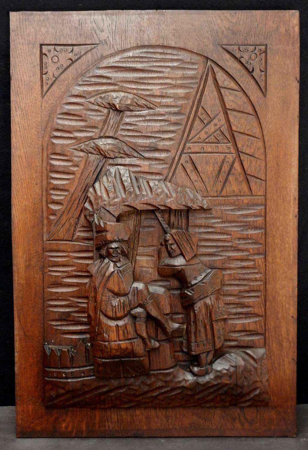 Naive Carving 18th C - Antique French Wooden Carved Decorative Panel