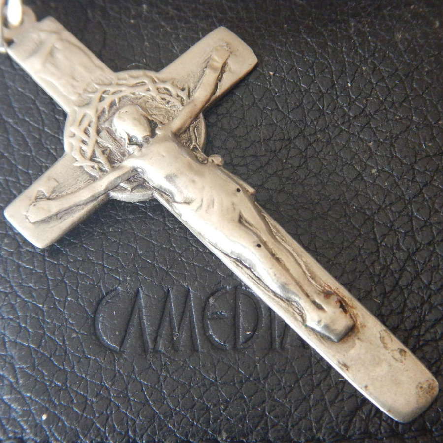 Antique French Pendant Crucifix - French Silver