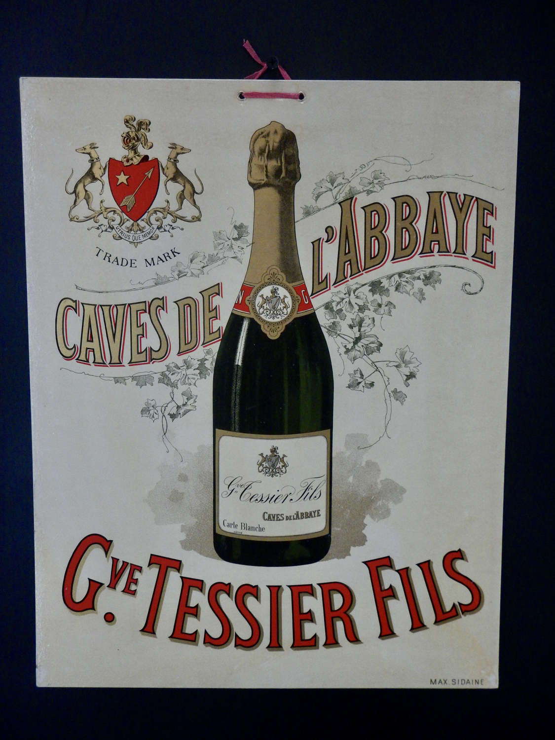 French Art Deco Advertising Sign - Champagne from Caves De L'Abbaye