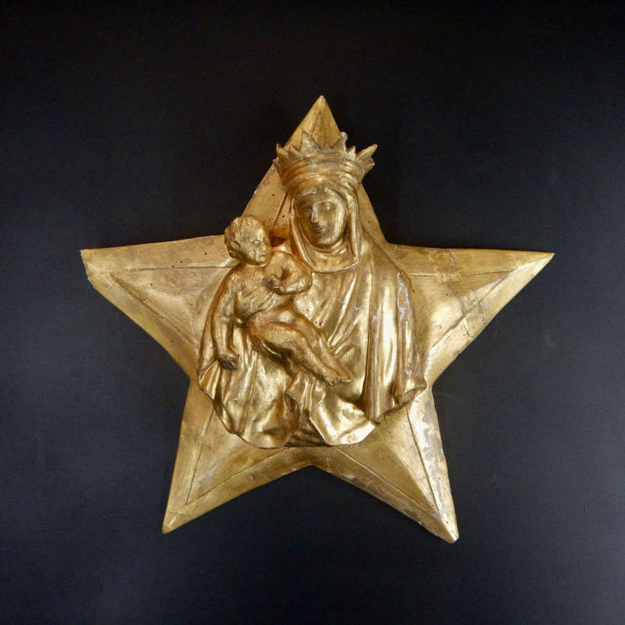 UNIQUE 1700s Antique Church Salvage - Nativity Star - Mary and Jesus