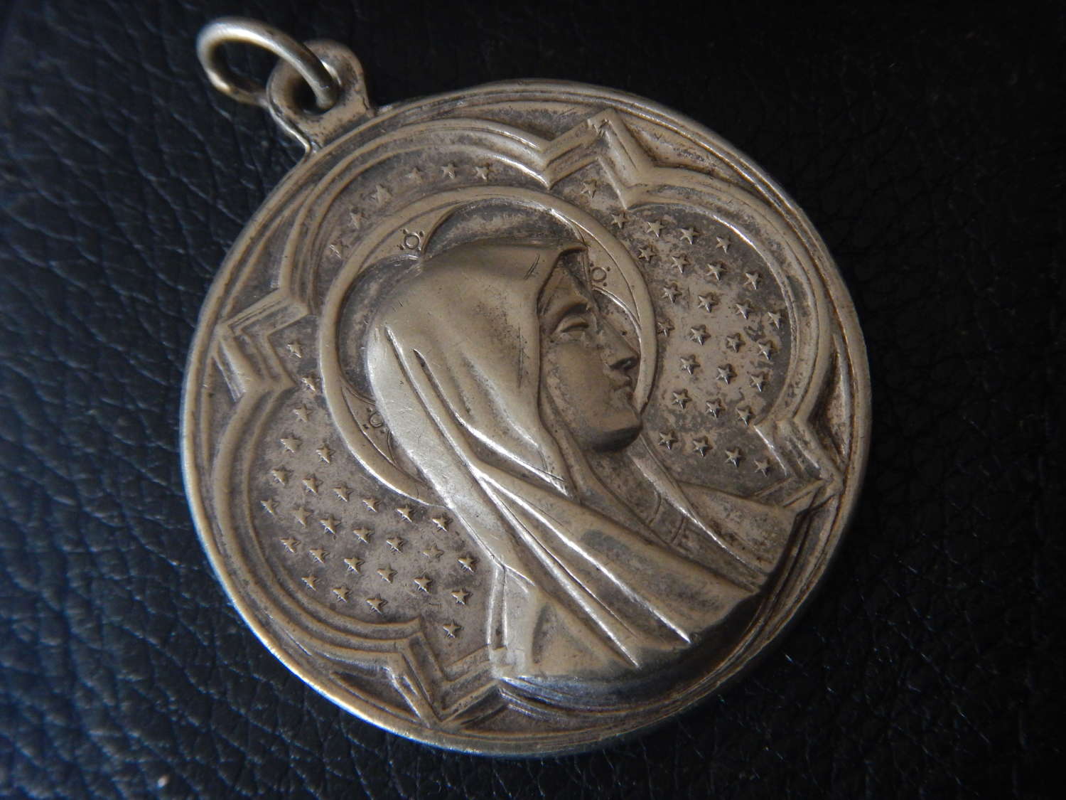Notre Dame de Lourdes - Antique French Silver Holy Mary Medallion
