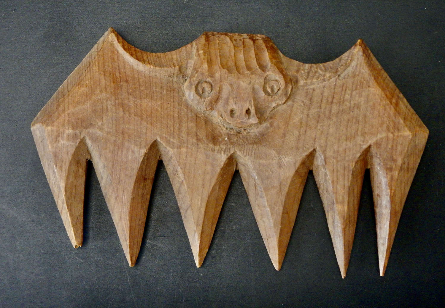 Vintage French Wooden Bat Carving, Sculpture - Vespertilio