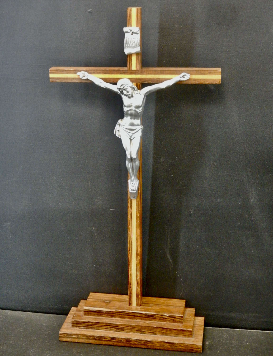 Freestanding 15 Inch Mid Century French Coromandel Crucifix
