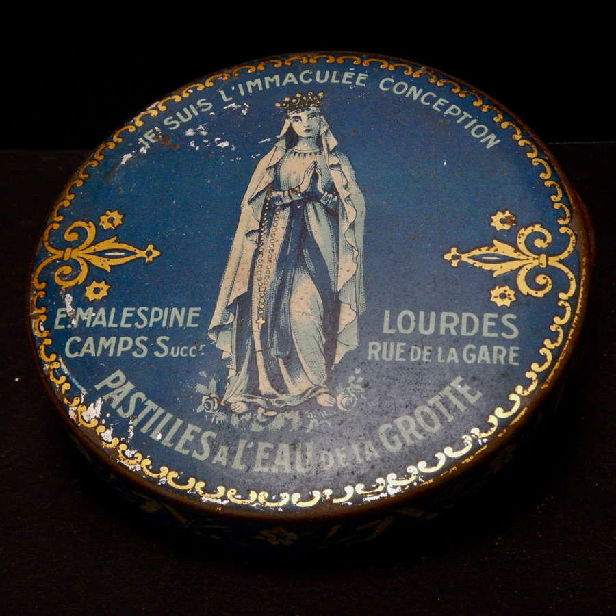 Antique Lourdes Pastilles a L'Eau de la Grotte - Collectable Tin